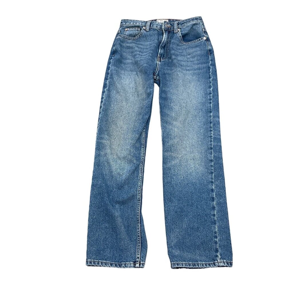 We The People Jeans Women 27W x 27L Blue Distress Stonewash Slim Mid Rise Cotton
